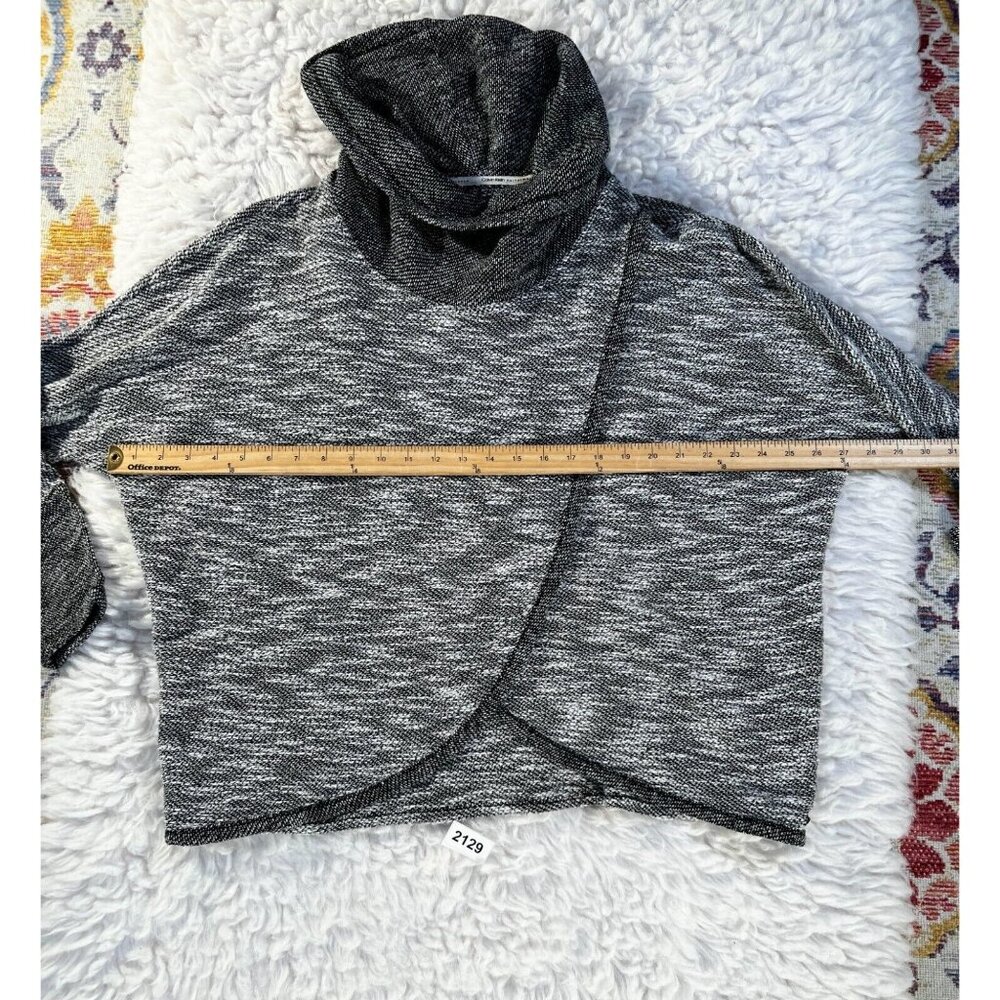Calvin Klein Sweater Women's Lg Heather Gray Petal Fold Oversized Cowl Neck - Picture 3 of 10